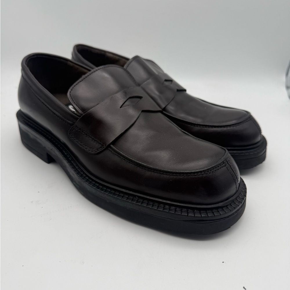 EUC 9 & CO Oxford Mens Brown Leather Penny Loafers Made in Italy Size 8